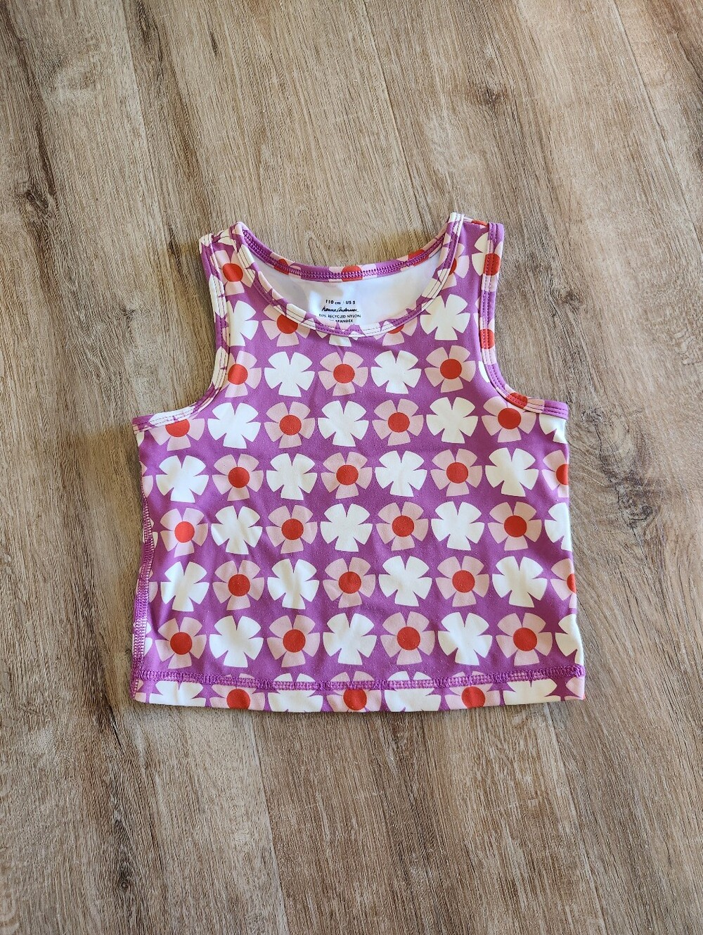 Hanna Andersson Girls Far Out Flowers Purple Printed Active Tank Top Size 5